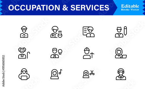 Discover our Professional Occupation and Services line icon set, a modern and minimal collection for any business needs.