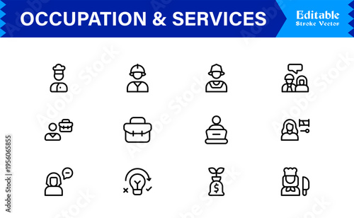 Discover our Professional Occupation and Services line icon set, a modern and minimal collection for any business needs.