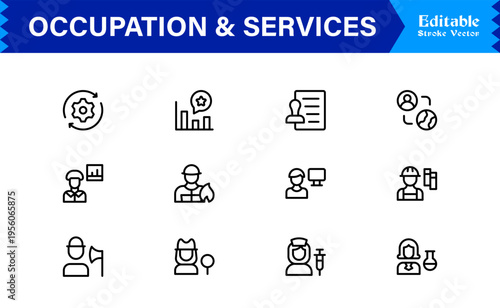 Discover our Professional Occupation and Services line icon set, a modern and minimal collection for any business needs.