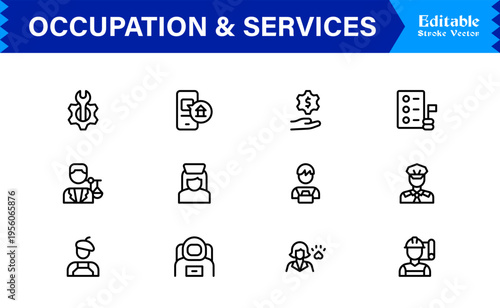 Discover our Professional Occupation and Services line icon set, a modern and minimal collection for any business needs.