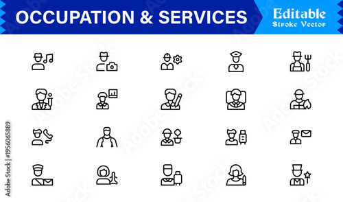Discover our Professional Occupation and Services line icon set, a modern and minimal collection for any business needs.