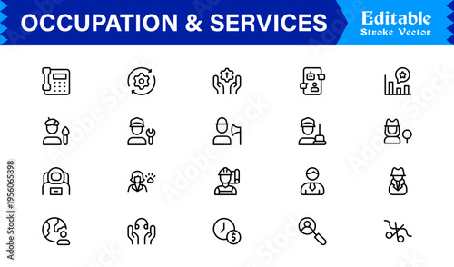 Discover our Professional Occupation and Services line icon set, a modern and minimal collection for any business needs.