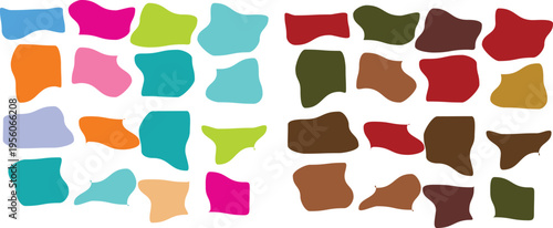 Colorful organic shapes on white background abstract