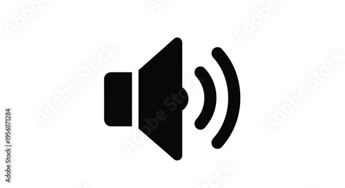 Simple black silhouette of a speaker emitting sound waves