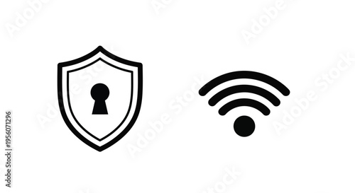Security icons depicting protection locks and wifi