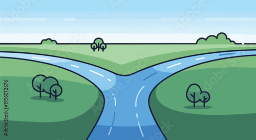 A clear illustration of a divergent path, symbolizing life's crucial decision points and alternative routes. This image represents choices, new