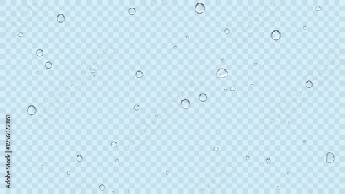 Realistic water droplets, transparent vector illustration for clean backgrounds and fresh designs