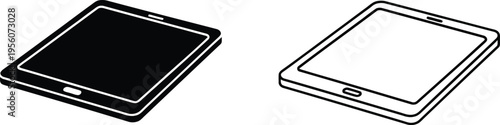 Black and white tablet computer illustration Vector