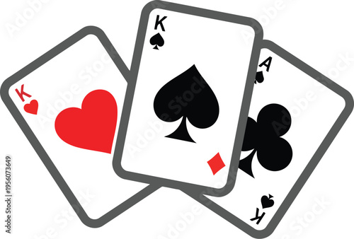 Three Playing Cards: King of Spades, Ace of Spades, Three of Hearts   Poker Set