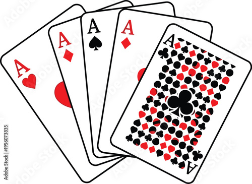 Four Aces Playing Cards Vector Illustration for Design Projects