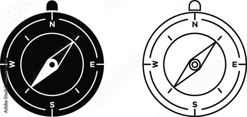 Compass navigation direction black and white Vector