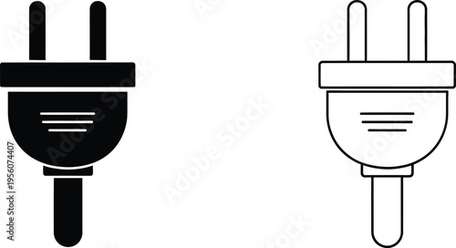 Black and white electrical plug icons Vector