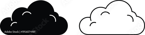 Black and white cloud icon set Vector