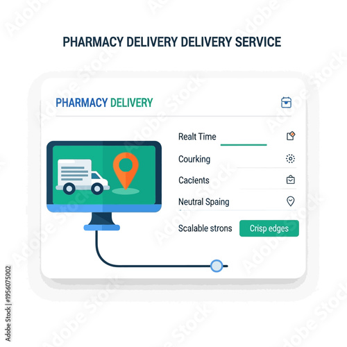 Pharmacy delivery service interface showing real-time tracking and scalable options for efficient medication distribution.