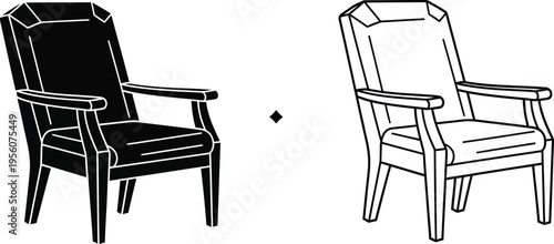 Black and white chair design combination Vector