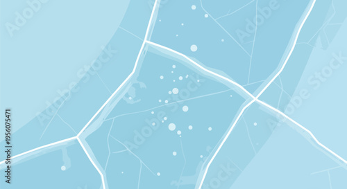 Stylized view of delicate ice fissures and tiny entrapped bubbles creating a serene winter texture