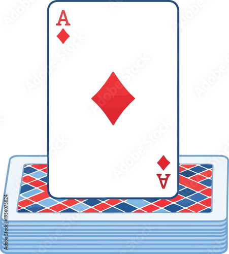 Isolated Ace of Diamonds Playing Card with Stand for Design Projects