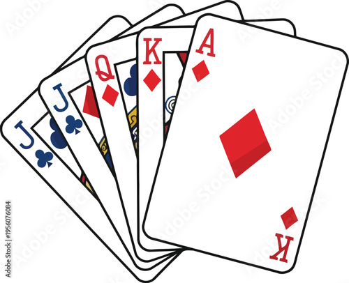 Playing Cards Hand with Jack Queen King Ace of Diamonds Illustration
