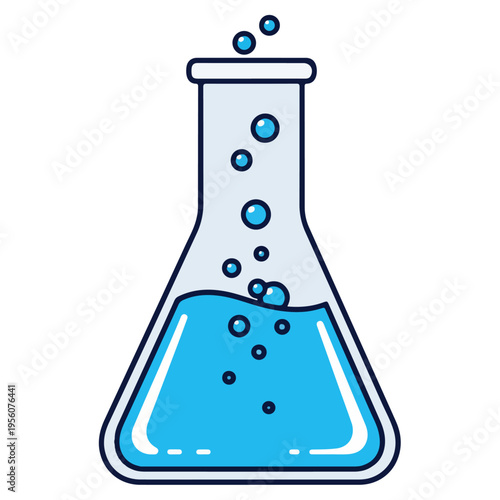 minimalist flat design erlenmeyer flask science lab vector illustration