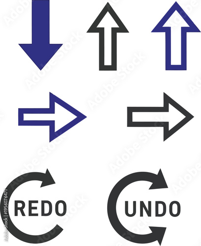 Modern UI Icons Set for Redo, Undo, Navigation and Direction Actions