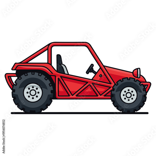 Red Dune Buggy Off-Road Vehicle Flat Vector Illustration