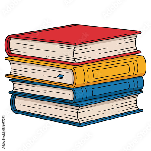 stacked colorful hardcover books cartoon vector illustration