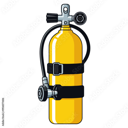Yellow Scuba Diving Tank Flat Vector Illustration