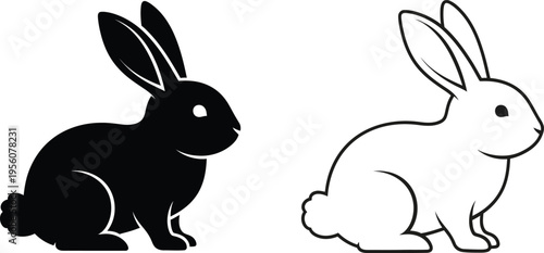 Black and white rabbits illustration Vector