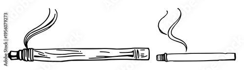 Incense stick smoking icon set with simple line art design featuring simple design, minimalist, black and white with illustrations and graphics