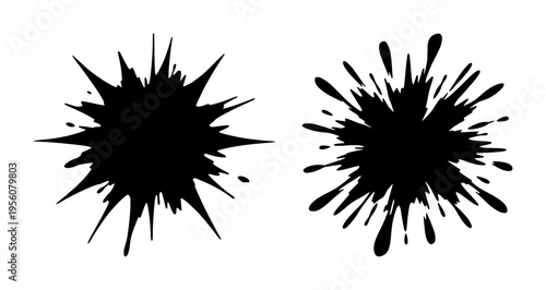 Star explosion set with dynamic flame burst imagery featuring vibrant color palette, abstract geometry, graphic flourish with bold outlines and luminous glow