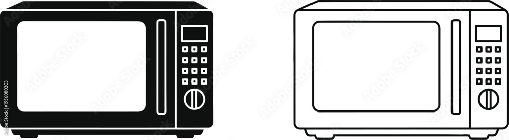 Obraz premium Microwave ovens line art black white Vector