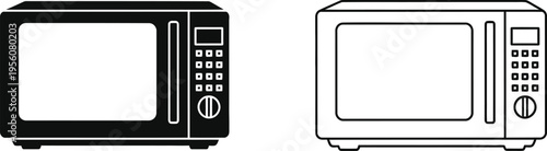 Microwave ovens line art black white Vector