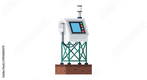 Environmental Monitoring Station Illustration for Data Collection and Analysis Technology