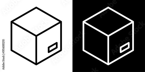 Shipping label icon in outline style showing package with label tag, representing delivery, logistics, parcel tracking, e commerce shipping and order management.