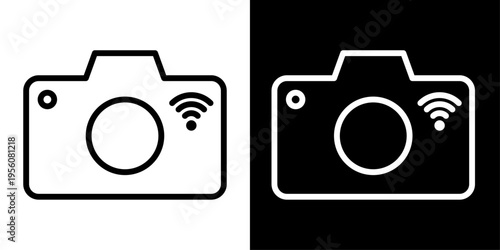 Smart camera icon representing wireless photography, digital imaging, smart device connectivity, remote capture and modern camera technology.
