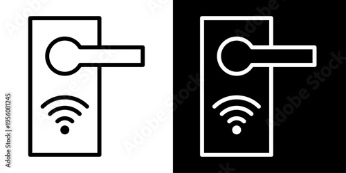 Smart door lock icon representing digital security, keyless entry, smart home access, wireless control and modern safety technology.