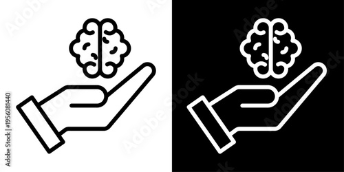 Brain care icon representing mental health, neuroscience and cognitive wellness, ideal for medical apps, therapy, AI and healthcare visuals.