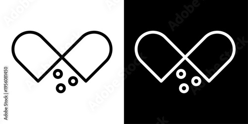 Capsule icon representing medicine, healthcare and pharmacy concept, ideal for medical apps, drug information and treatment visuals.