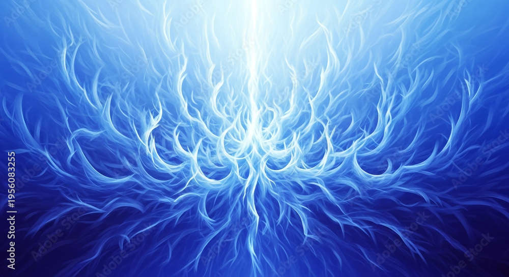 Obraz premium 3d rendering of glowing blue neural network with electric impulses on dark background