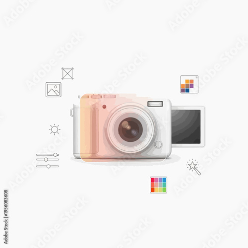 Digital camera with editing tools and color palette
