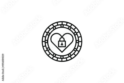 Stylized vector illustration of a locked heart within a circle, conveying themes of security, love, and personal boundaries.
