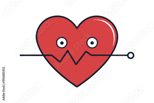 Abstract vector illustration of a heart connected to a pulse line, symbolizing life, health, and emotional vitality.
