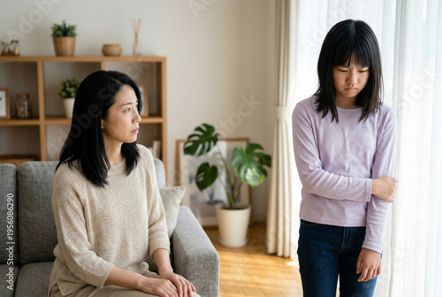 反抗期の子供、親子喧嘩、お説教のイメージ Generative AI