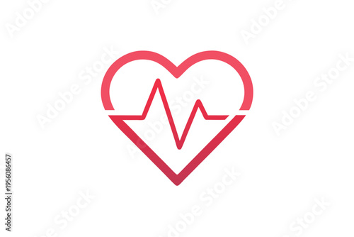 A minimalist red pulse line representing a vital sign and health status, ideal for medical or wellness concepts on white.