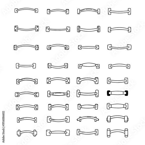 Modern door handles and bag handle silhouettes collection for furniture and fashion hardware