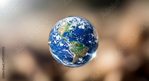 Wallpaper Mural Globe earth planet floating in space with blurred background Torontodigital.ca