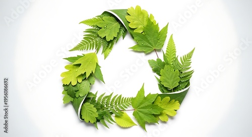 Wallpaper Mural Eco friendly recycling symbol made of green leaves on white background Torontodigital.ca