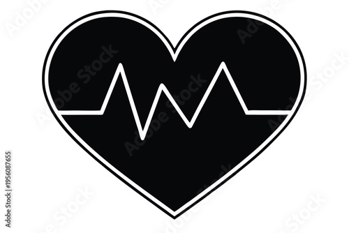 Electrocardiogram (ECG) line in red, a direct representation of heart activity and health status on a white canvas.