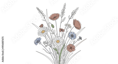 Colorful wildflowers in a bunch.