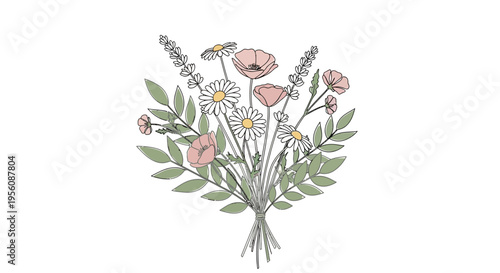 Bouquet of colorful wildflowers in bloom.